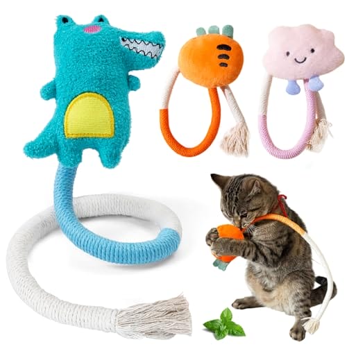 winbarry Katzenspielzeug, Katzenspielzeug Selbstbeschäftigung, Katzenminze Beißseil, Katze Baumwollseil Zähne Reinigung, Katze Dental Spielzeug für Katzen und Gegen Mundgeruch