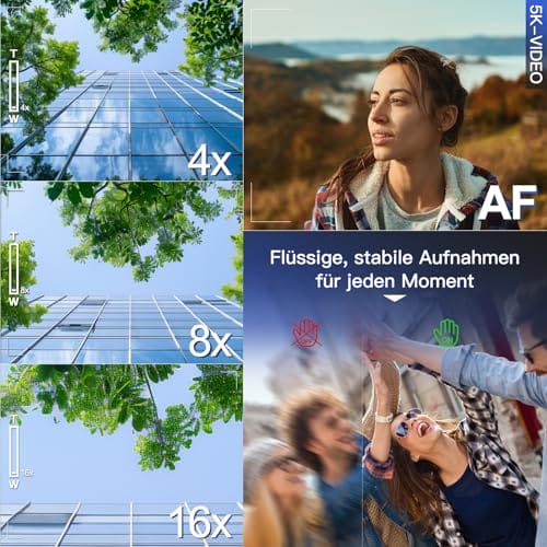 NBD 5K Camcorder 48MP F1.8 mit 16X Zoom & 270° Drehdisplay, 5K/30fps Video, WiFi – Profi-Vlog Kit inkl. 64GB + Mikrofon (Schwarz) – Bild 4