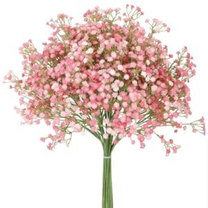 Kozdtiz Schleierkraut Künstlich Rosa, 12 Stück 42 cm Künstliche Schleierkränze, Schleierkraut Künstlich wie Echt, Deko Künstliche Blumen Kunstblumen für DIY Hochzeit Zuhause Tischdeko