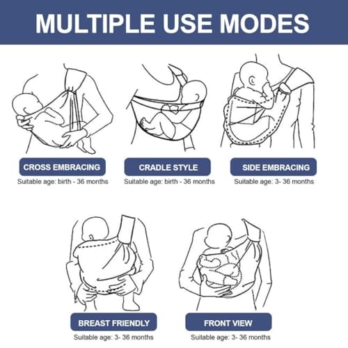 Babytrage Seitlich, Kindertrage, Tragetuch Baby Neugeboren, Toddler Carrier, Babytragetücher für Babys von 0 bis 48 Monaten, Kleinkinder bis 20kg, Hochwertige Materialien,Ergonomisches Design – Bild 6