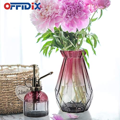 OFFIDIX Glasvase mit Farbverlauf, Mehrfarbig mit geometrischem facettiertem Design, Blumenvase für Hochzeiten, Veranstaltungen, Dekorationen, Arrangements, Blumen, Büro oder Heimdekoration – Bild 6