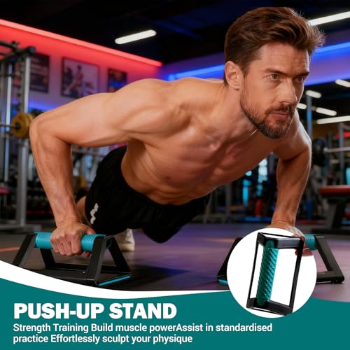 2 Stück Push Up Bars, LiegestüTzgriffe Rutschfest Handstand Griffe mit Rutschfester Basis Calisthenics Equipment Liegestützständer für Home Outdoor Workouts – Bild 6
