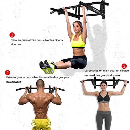 ONETWOFIT Klimmzugstange zur Wandmontage mit einem stabileren Design mit 6 Löchern für den Innen- und Außenbereich, maximales Gewicht: 200 kg Multifunktions Pull up Bar – Bild 4