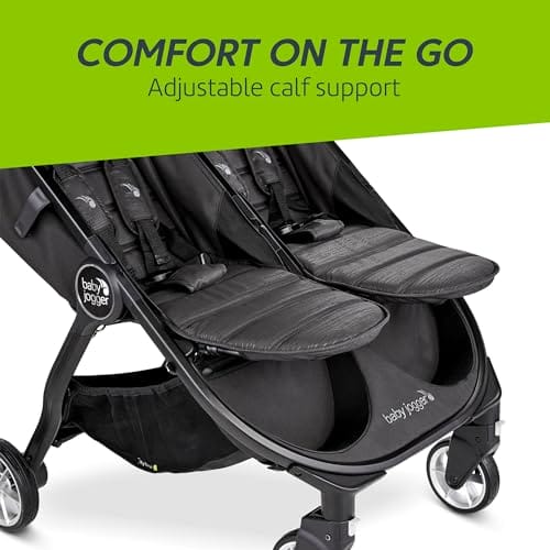 Baby Jogger City Tour 2 Double Geschwisterwagen Zwillingswagen für Reisen | leichter, zusammenklappbarer und tragbarer Zwillingsbuggy | Pitch Black (Schwarz) – Bild 5