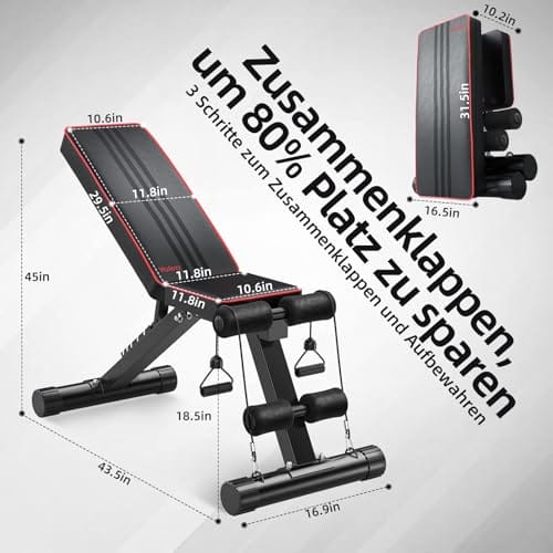 YOLEO klappbare Hantelbank Multifunktion Training Fitness Bank Bauchtrainer Schrägbank mit 6-Fach Verstellbarer Rückenlehne/3-Fach verstellbarer Sitzkissen,Belastung 300kg – Bild 6