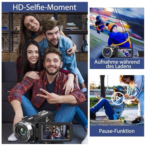 Videokamera Camcorder 4K HD 80MP 30FPS mit IR Nachtsicht, 18X Digitalzoom Webcam Videokameras, 3,0-Zoll 270° Drehung Ausgestattet IPS Screen Vlogging Camera für YouTube mit 2 Akkus, 32GB-SD-Karte – Bild 5