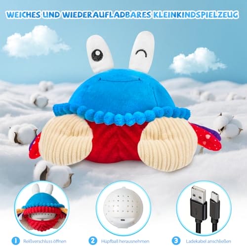 SAIMAND Krabbe Baby Spielzeug 6 7 8 9 10 12 Monate, Musikalische Krabbelspielzeug, Crawling Crab Tummy Time Toy, Babyspielzeug ab 1 2 Jahr Mädchen Jungen, Geschenk für Neugeborenes Jungen & Mädchen – Bild 6