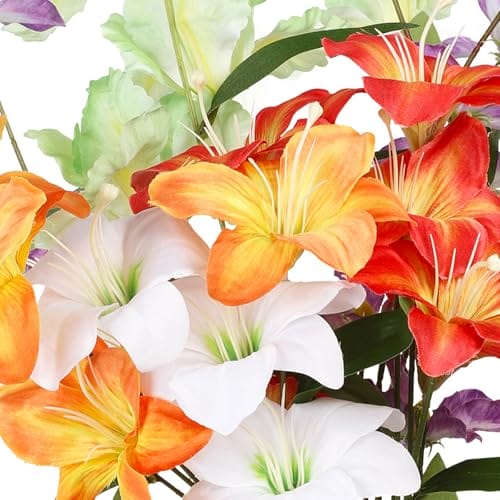 Longzhuo Künstliche Blumen Lily Art Flowers,Hydrangea Artificial Plants (1, 5 Paketen Lilie,1 Paket lris.1 Paket Klematis) – Bild 3