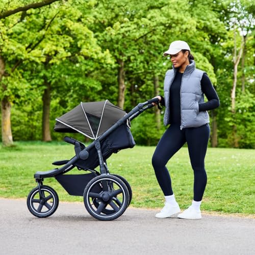 Ickle Bubba Venus Jogger Pro 3-Rad-Kinderwagen, Geländegängig, Luftreifen, UPF50+ Haube, 0-22 kg (Anthrazitgrau) – Bild 3