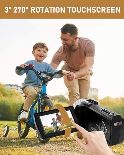 ZIMOCE Videokamera 4K 48MP Camcorder mit IR-Nachtsicht, 18X Digital Zoom 3.0'' 270° Rotation Touch-Screen Vlogging Kamera für YouTube Tiktok mit Fernbedienung, Mikrofon, 64 GB TF Karte, 2 Batterien – Bild 6