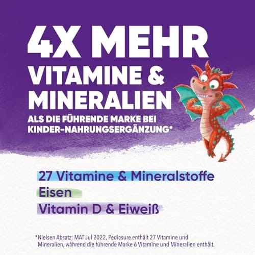 Pediasure Kinder Drachen Power Schoko 400g| leckerer Nahrungsergänzungsshake für Kinder ab 1 Jahr|mit 27 Vitaminen & Mineralien, Protein und triplesure Komplex|Verpackung kann variieren – Bild 5