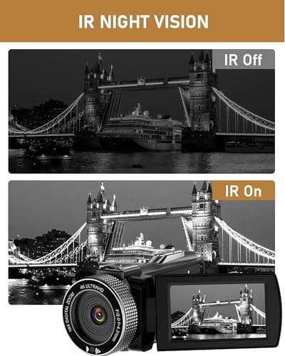 ZIMOCE Videokamera 4K 48MP Camcorder mit IR-Nachtsicht, 18X Digital Zoom 3.0'' 270° Rotation Touch-Screen Vlogging Kamera für YouTube Tiktok mit Fernbedienung, Mikrofon, 64 GB TF Karte, 2 Batterien – Bild 5