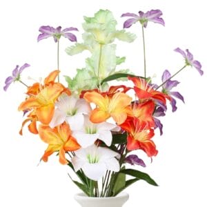Longzhuo Künstliche Blumen Lily Art Flowers,Hydrangea Artificial Plants (1, 5 Paketen Lilie,1 Paket lris.1 Paket Klematis)