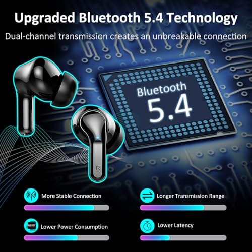Bluetooth Kopfhörer, 50Std 2026 Kopfhörer Kabellos Bluetooth 5.4, 3D-Stereo Tiefer Bass Wireless Earbud, 4 ENC Noise Cancelling Mic, USB-C in Ear Ohrhörer, IP-X7 Wasserdicht Headphone Sport Gym Joggen – Bild 4