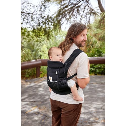 Ergobaby Adapt Babytrage für Neugeborene ab Geburt, 3-Positionen SoftFlex Mesh Ergonomische Babybauchtrage Rückentrage Baby-Tragetasche, Onyx Black – Bild 7