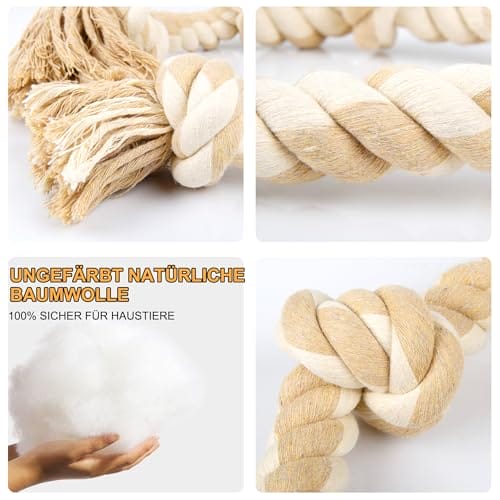 Fida Hundespielzeug aus Seil für aggressive Kauer, interaktives, robustes Hundespielzeug für mittelgroße und große Hunde, robustes gedrehtes Seilspielzeug mit 5 Knoten – Bild 3