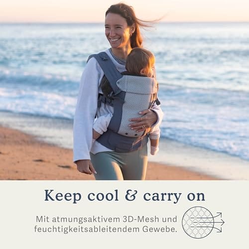 Beco Gemini Babytrage von Neugeborenem bis Kleinkind | Ergonomische Babytrage für Babys 3,2–15,8 kg (7–35 lbs) | M-Position, Verstellbarer Sitz, Atmungsaktives 3D-Mesh (Dunkelgrau) – Bild 5