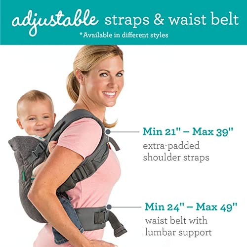 Infantino Flip Advanced 4-in-1 Babytrage, Ergonomisch, Umwandelbar, mit Blickrichtung Nach Innen und Außen, Vorne und Hinten Tragbar für Neugeborene bis Kleinkinder von 3,6-14,5 kg, Grau – Bild 4