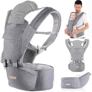 Babytrage Neugeborene ab Geburt 9-in-1 Babytrage Ergonomische Kindertrage mit M-Sitz, verstellbarer Gürter, Atmungsaktiv, perfekt Baby Tragegurt für Reisen, Spaziergänge, geeignet für 3–36 Monate