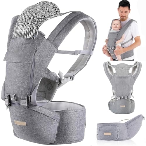 Babytrage Neugeborene ab Geburt 9-in-1 Babytrage Ergonomische Kindertrage mit M-Sitz, verstellbarer Gürter, Atmungsaktiv, perfekt Baby Tragegurt für Reisen, Spaziergänge, geeignet für 3–36 Monate