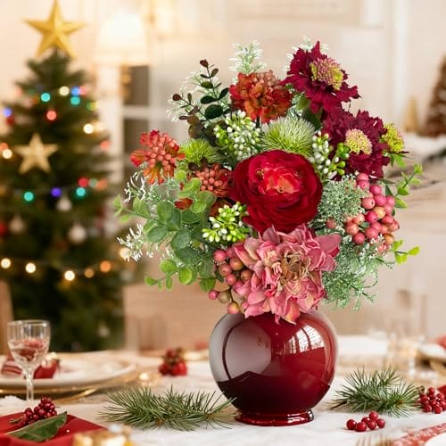 YMIFEEY Kunstblumen wie Echt Künstliche Blumen Zweige Blumenstrauß Künstlich Rot Seidenblumen Fake Blumen Pflanzen Deko Artificial Flowers Tischdeko Valentinstag Muttertag Frauen Geschenk (Rot) – Bild 6