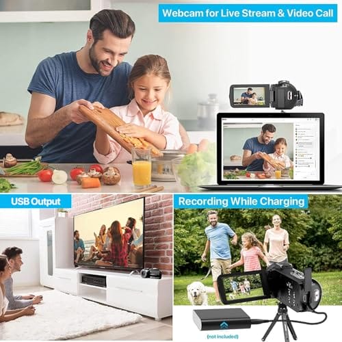 Videokamera Camcorder 1080P 30FPS 36MP Vlogging Kamera Recorder für YouTube, Digital Camcorder mit IR Nachtsicht 3.0 '' IPS-Bildschirm 16X Digital Zoom, Digitalkamera mit Fernbedienung, 2 Batterien – Bild 4