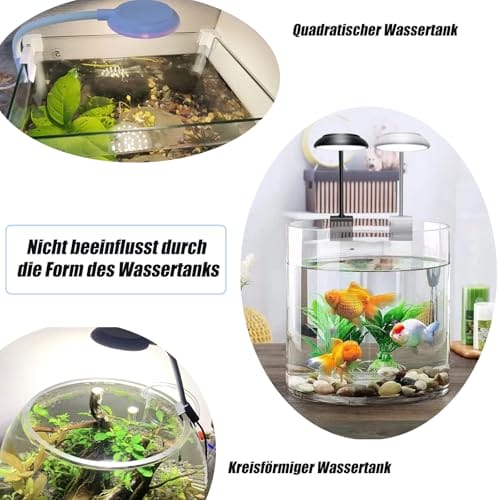 GERUI 2pcs Aquarium Licht, Clip-on Aquarium Lampe mit Weiß und Blau Licht, 7W für 20-40 cm Aquarien mit Aquarium Beleuchtung geeignet für Wasserpflanzen und Süßwasser Aquarien – Bild 6