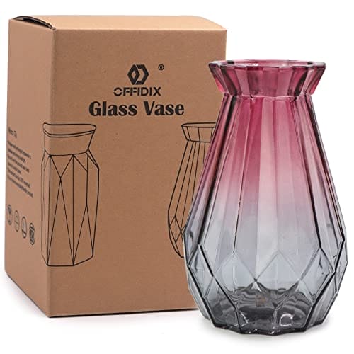 OFFIDIX Glasvase mit Farbverlauf, Mehrfarbig mit geometrischem facettiertem Design, Blumenvase für Hochzeiten, Veranstaltungen, Dekorationen, Arrangements, Blumen, Büro oder Heimdekoration – Bild 4