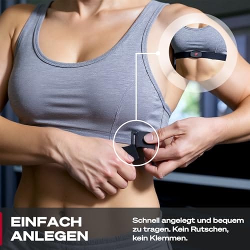 Sportstech Pulsgurt, Herzfrequenzmesser Brustgurt, Bluetooth ANT+, Fitness Tracker für Laufen, Radfahren, Training, IPX4 Wasserdicht, 350 h Batterie, Kompatibel mit Sportstech Live, Wahoo, Polar – Bild 5