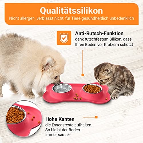 Katzen- und Hundenäpfe mit Silikon-Napfunterlage - Edelstahl Schüssel 2 x 145ml rutschfeste Silikon Fressnapf Unterlage Katzennapf Hundenapf Rosa Katzen- und Welpen Zubehör – Bild 5
