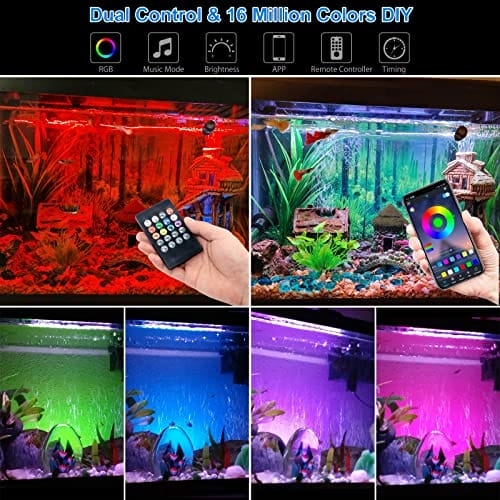 VARMHUS LED Aquarium Beleuchtung,Aquarium Licht mit APP Steuerung Fernbedienung,Aquarium LED Lampe RGB Farbwechsel zum Beleuchten von Aquarienpflanzen DIY Vollspektralfarbe Zeitkontrolle 28cm – Bild 3
