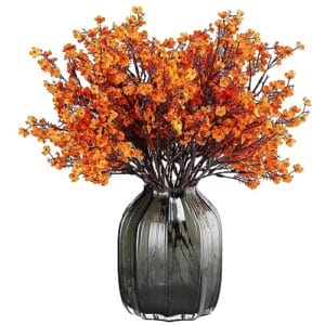 JAKY-Global Babys Atem Orange Seide künstliche Blumen 12 Bundle Europäische gefälschte Seidenpflanzen Dekoration Hochzeit Party Dekoration Blumensträuße Real Touch DIY Home Garden (Orange 12pcs)